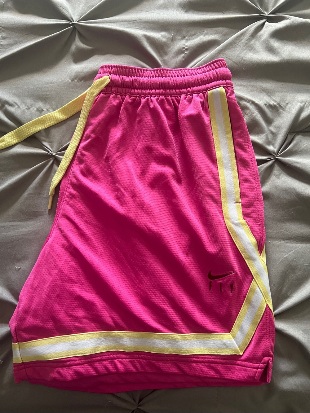 Nike Women's Hot Pink Midi Athletic Skirt with Yellow Trim
